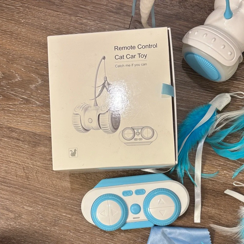 Remote Control Cat Toy with Blue Accents